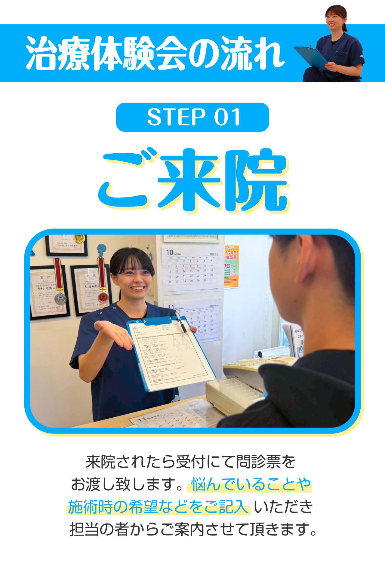 治療の流れ STEP01 ご来院